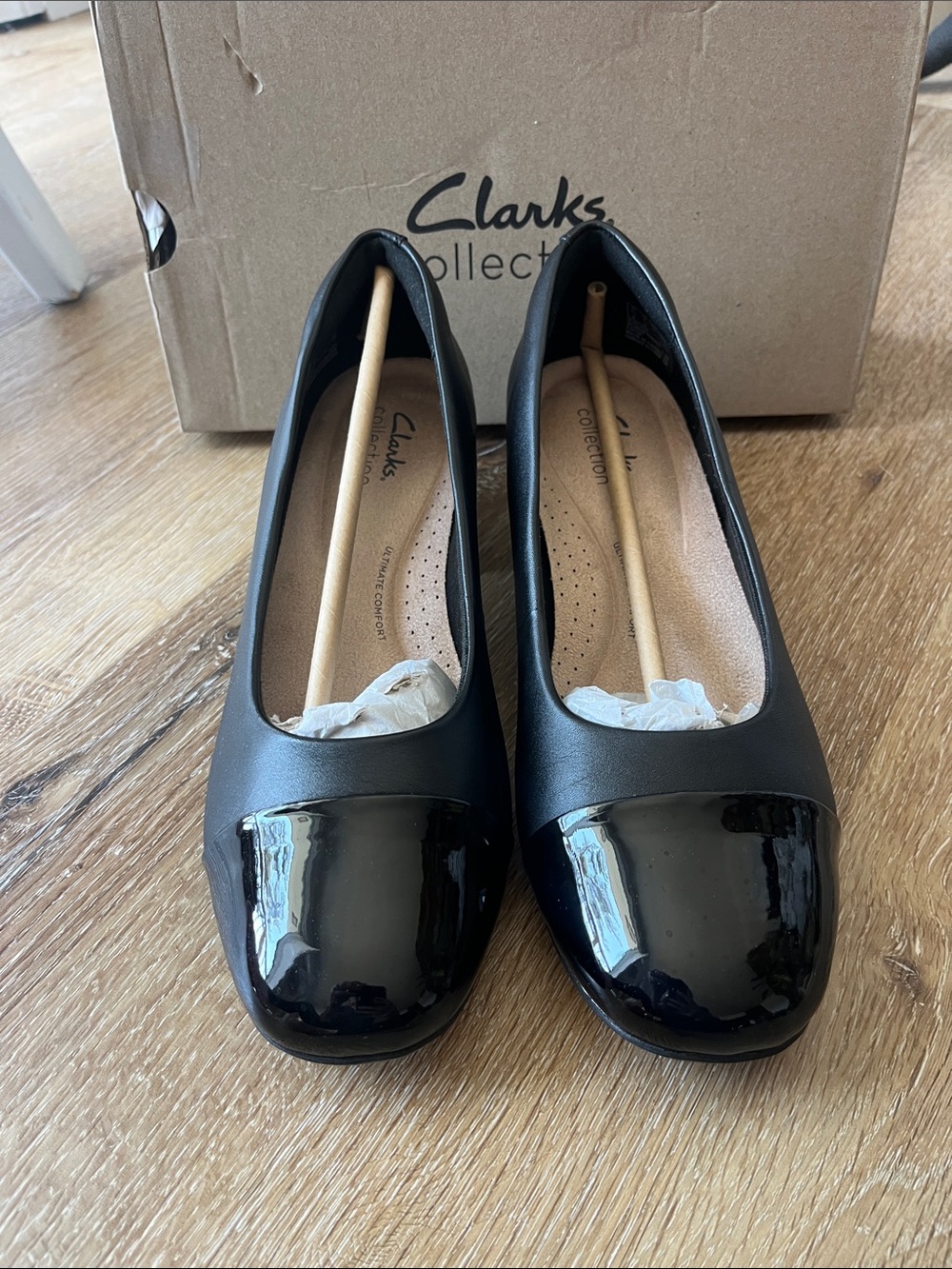 ✨ Clarks Marilyn Sara Cap Toe Pumps | Black Leather Comfort Heels ✨